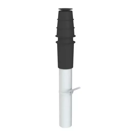 Tricox PATÁ60 koncentrikus PPs/alu tetőátvezetés fekete kúpos fejjel, fehér cső 80/125 mm