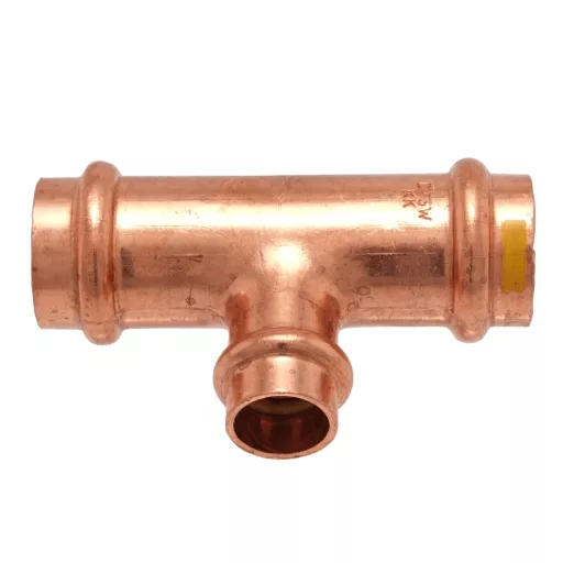 IBP PG5130R réz press szűkített T-idom gázra, 28-22-28 mm, sárga gázjelöléssel