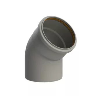 TRICOX PKÖ902 egyfalú PPs könyök 45° 160 mm, szürke tokos műanyag idom