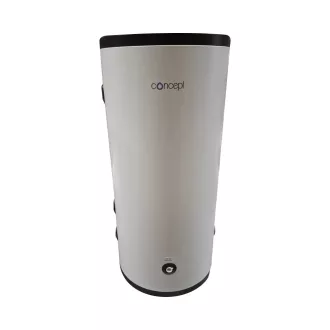 CONCEPT Inox 150 literes puffertároló álló, henger alakú fehér tartály, Concept logóval