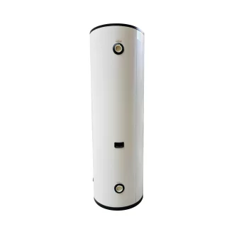 Concept Inox 200 literes álló henger alakú puffertároló fehér burkolattal, oldalsó csatlakozókkal