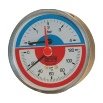   Termomanométer elzáróval, hátsó csatlakozással 80mm 4bar