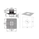 RAVAK SN501 padlóösszefolyó műanyag lefolyóval és inox ráccsal, 10 x 10 cm
