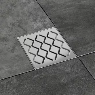 RAVAK SN501 padlóösszefolyó négyzet alakú inox ráccsal, cikcakk mintás, 10x10 cm