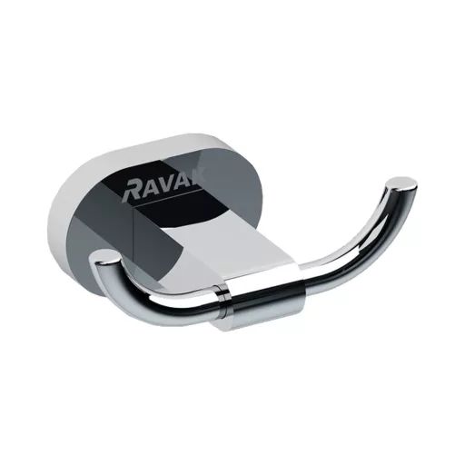 RAVAK Chrome CR 100.00 dupla fürdőszobai fogas, króm, ovális fali rögzítéssel
