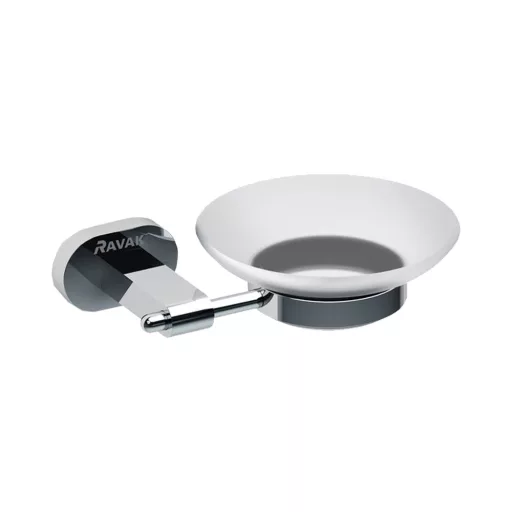 RAVAK Chrome CR 200.00 falra szerelhető szappantartó krómozott konzollal, matt üvegtállal