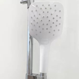 RAVAK zuhanyszett fehér-króm szögletes kézizuhannyal, 70 cm-es rúddal és tömlővel