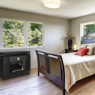   FÉG Zeusz F850F parapetes látványkonvektor parapet szett nélkül fekete színben, 5.6 kW