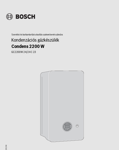 BOSCH Condens GC2200W 24/24 C 23 fali kondenzációs kombi gázkazán – telepítési útmutató