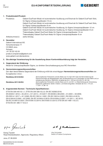 Geberit DuoFresh modul automatikus bekapcsolással, vízkezelő tabletta bedobónyílással, Sigma 12 cm falsík alatti öblítőtar…