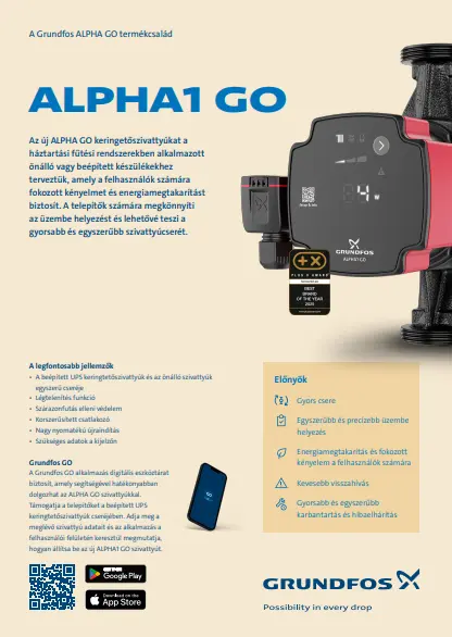 GRUNDFOS Alpha 1 GO 25-40 keringető szivattyú 130mm, 6/4