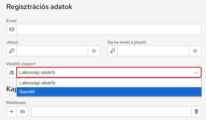 Regisztrációs űrlap kitöltése